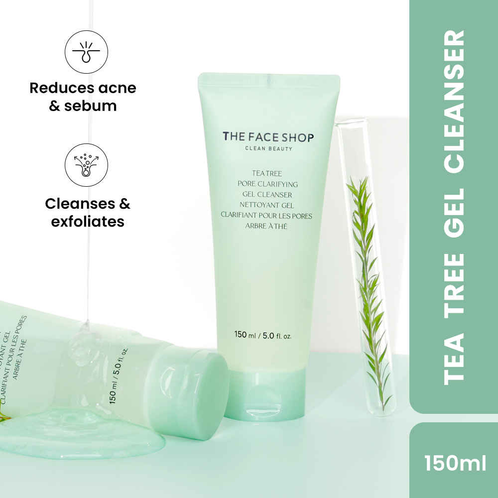 Buy The Face Shop Tea Tree Pore Clarifying Gel Cleanser | Mild Foaming Face Wash With AHA, Ip BHA, PHA & Hyaluronic Acid for Acne-Prone Skin | 150 ml - Purplle