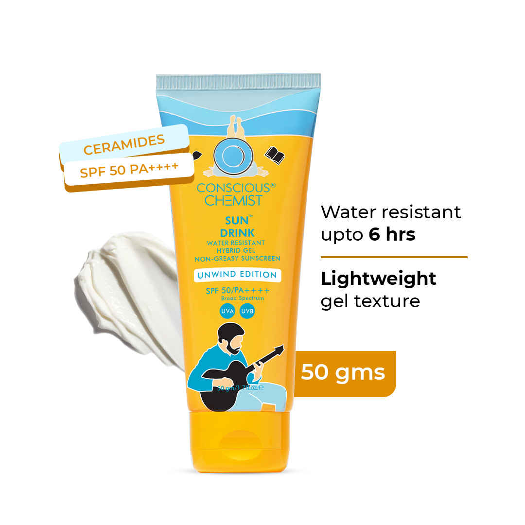Buy Chemist Sunscreen Unwind Sun Drink Gel | SPF 50 PA++++ | 50 gm | Sunscreen SPF 50 for Dry Skin, Sunscreen for Dry Skin, Hybrid Gel with Ceramides, UVA/UVB Protection, All Skin Types - Purplle