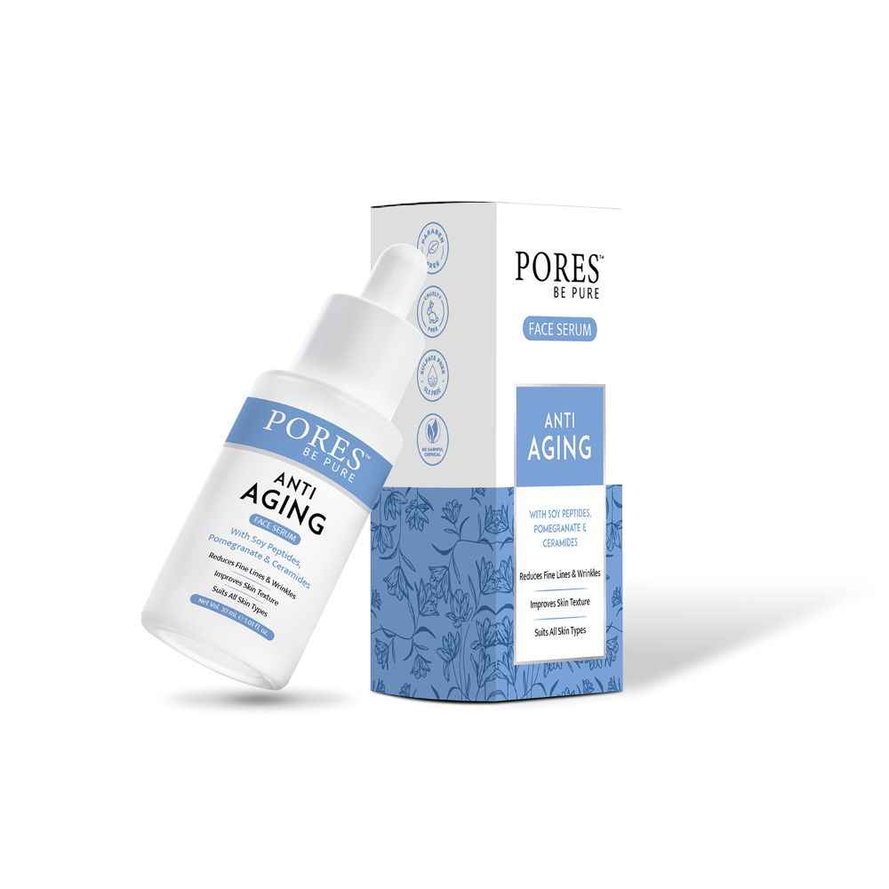 Buy PORES Be Pure Anti Aging Face Serum Reduces Fine Lines & Wrinkles Promotes Smoother & Brighter Skin | Anti Aging Serum for Women & Men | All Skin Type | Fragrance Free - 30 ml - Purplle