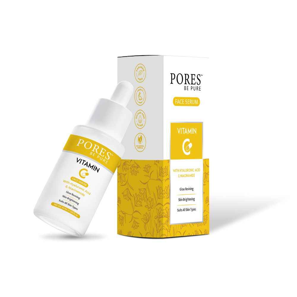 Buy PORES Be Pure Vitamin C Serum With Ethyl Ascorbic Acid, Hyaluronic Acid & Niacinamide For Glowing Skin | Stable Skin Brightening Vitamin C Face Serum for Men & Women - 30 ml - Purplle