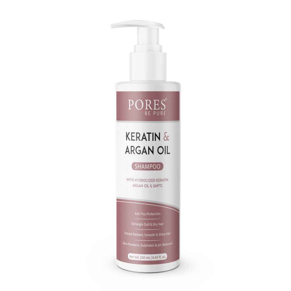 Buy PORES Be Pure Keratin Shampoo With Argan Oil & GHPTC For Dry Frizzy Hair & Tangle Free |Soft, Smooth & Shiny Hair Sulphate Free Shampoo For Women & Men - 250 Ml - Purplle