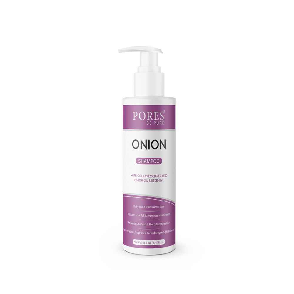 Buy PORES Be Pure Onion Shampoo With Redensyl | Hair Fall Control & Promotes Hair Growth | Sulphate Free Shampoo for Women & Men - 250 Ml - Purplle