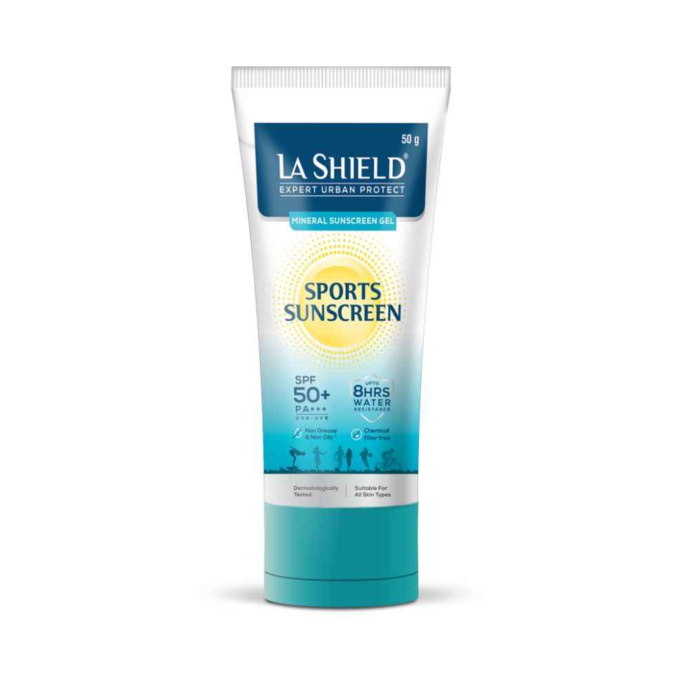 Buy La Shield Mineral Sports Sunscreen Gel SPF 50 + | 100% Mineral sunscreen | 8 Hours water resistant | For Women and Men | No white cast | Broad Spectrum PA+++ | Lightweight and non greasy | Fragrance-free | 50gm - Purplle