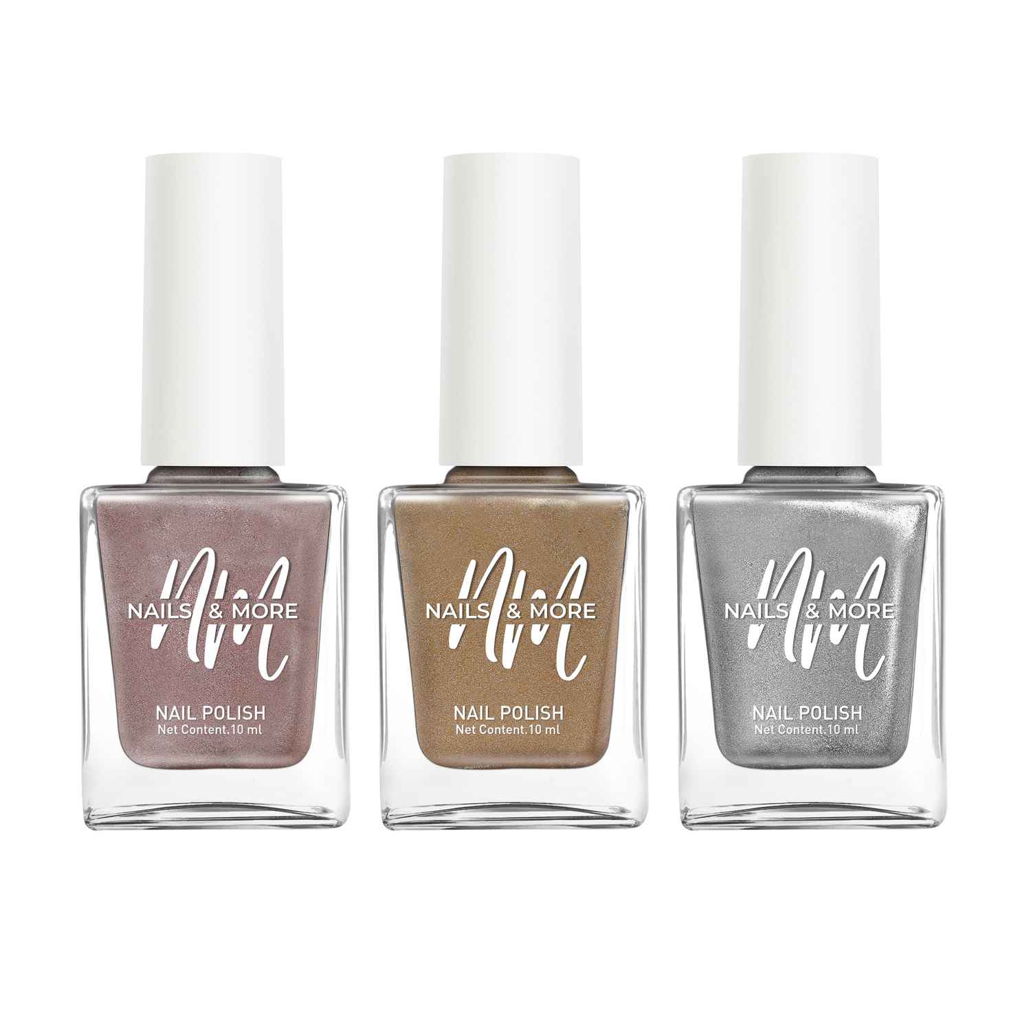 Buy Nails&More Enhance Your Style with Long Lasting in Metallic Copper - Metallic Gold - Metallic Silver Set of 3 - Purplle