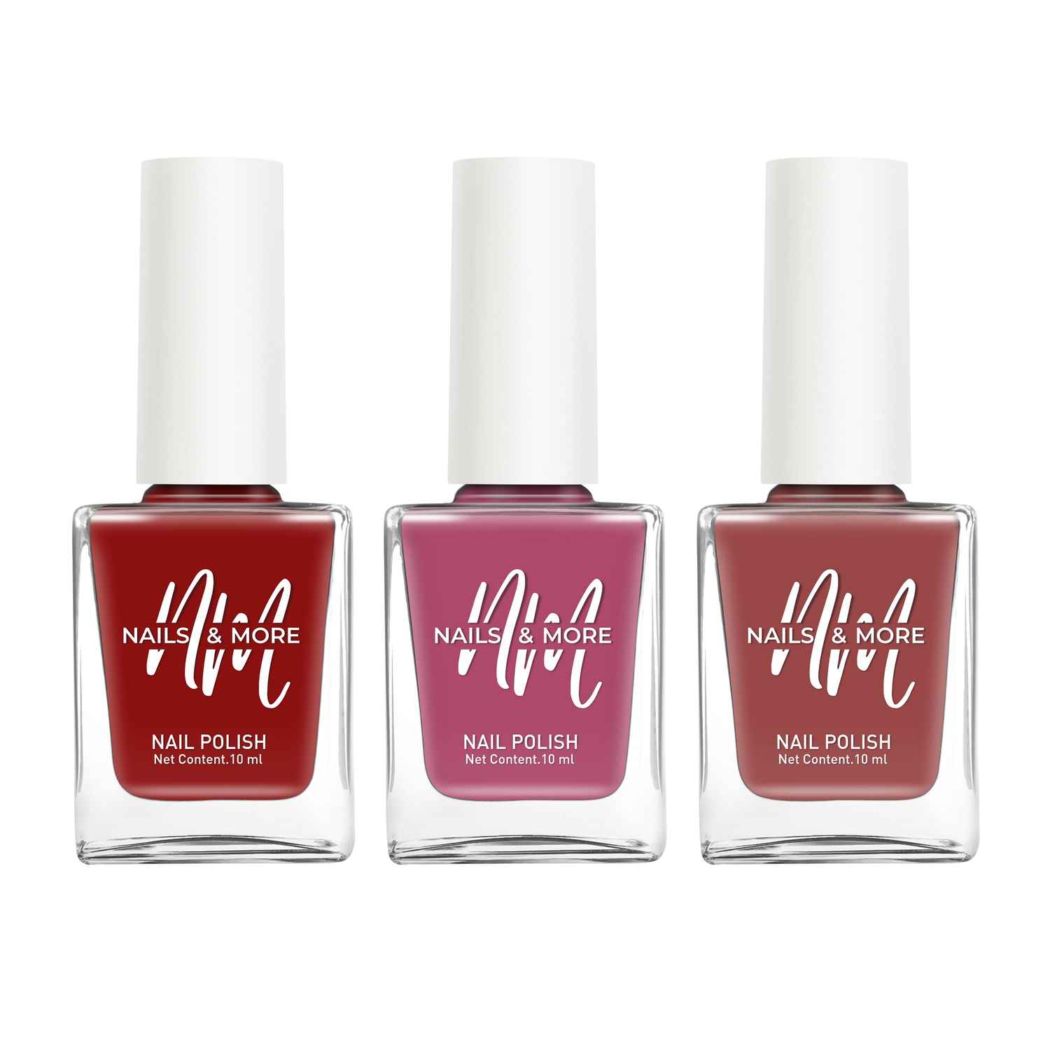 Buy Nails&More Enhance Your Style with Long Lasting in Rough Red - Bright Pink - Crimson Gold Set of 3 - Purplle