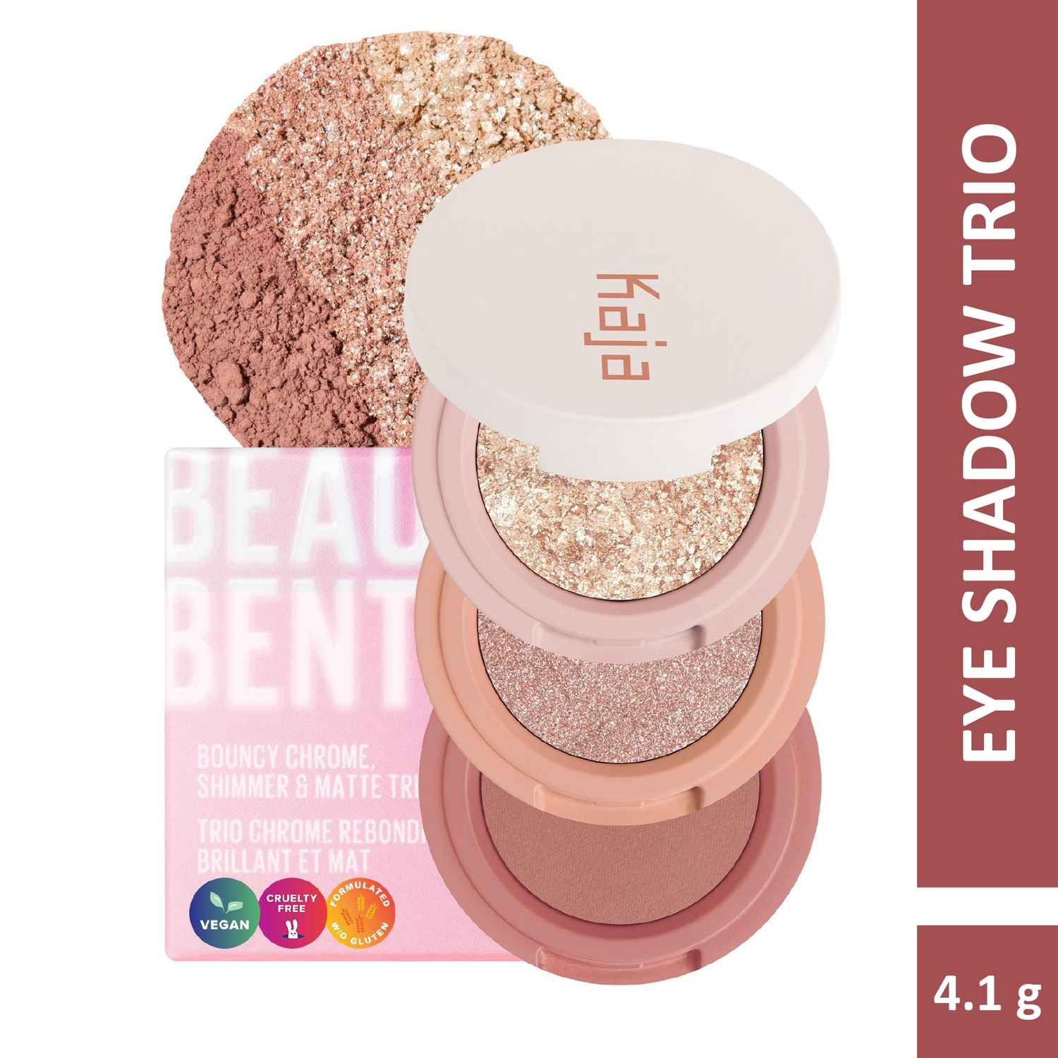 Buy KAJA Beauty Bento Collection| Bouncy Shimmer Eyeshadow Trio | 16 PEACH MADELINE 4.1g | Cruelty free, 4.1 gm - Purplle