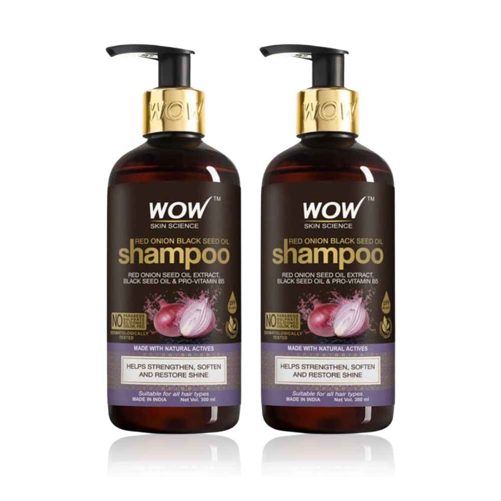 Buy WOW Skin Science Red Onion Black Seed Oil Shampoo (300 ml) Pack Of 2 - Purplle