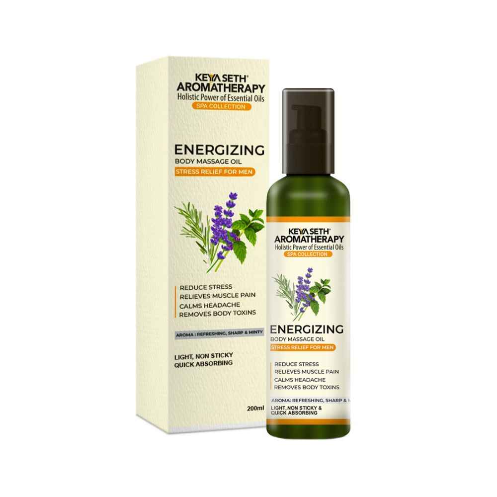Buy Keya Seth Aromatherapy Energizing Body Massage Oil for Men, Reduce Stress, Relieves Muscle Pain, Calms Headaches & Removes Body Toxins 200ml - Purplle