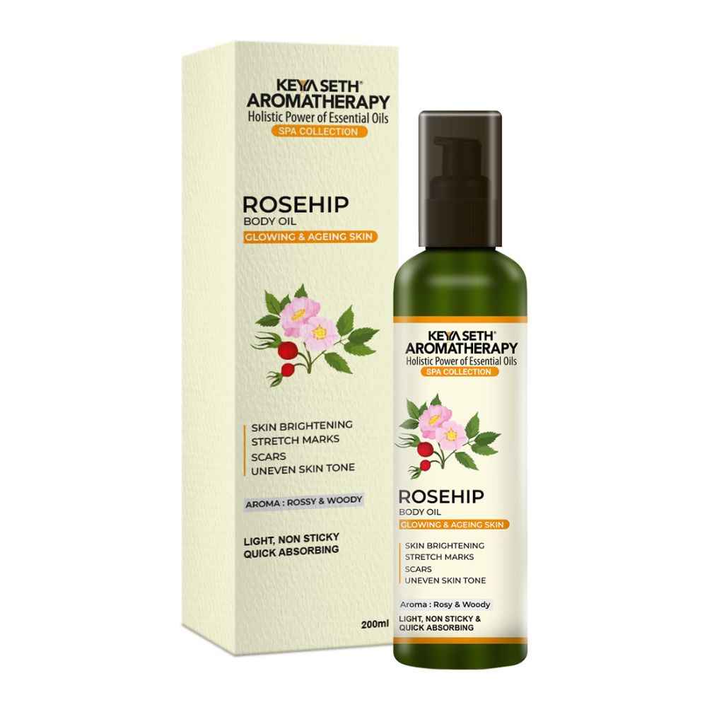 Buy Keya Seth Aromatherapy Rosehip Body Oil,Glowing, Ageing & Brighter Skin, Reduces Stretch Marks, Scars, Uneven Skin Tone 200 ml - Purplle