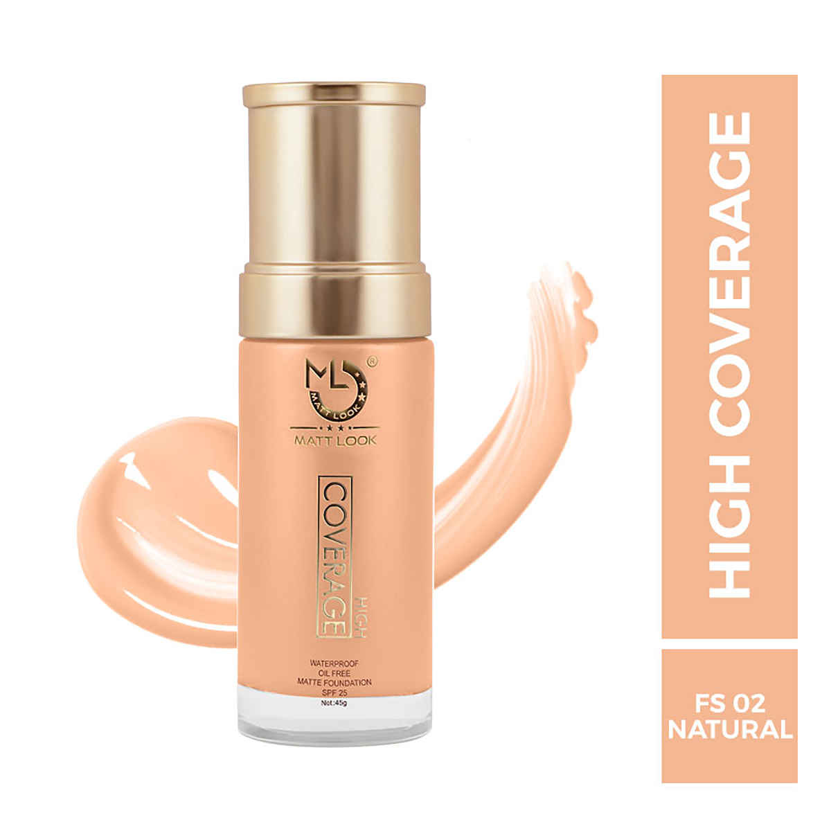Buy Mattlook High Coverage Waterproof Oil Free Matte Foundation SPF 25, Natural (45 gm) - Purplle
