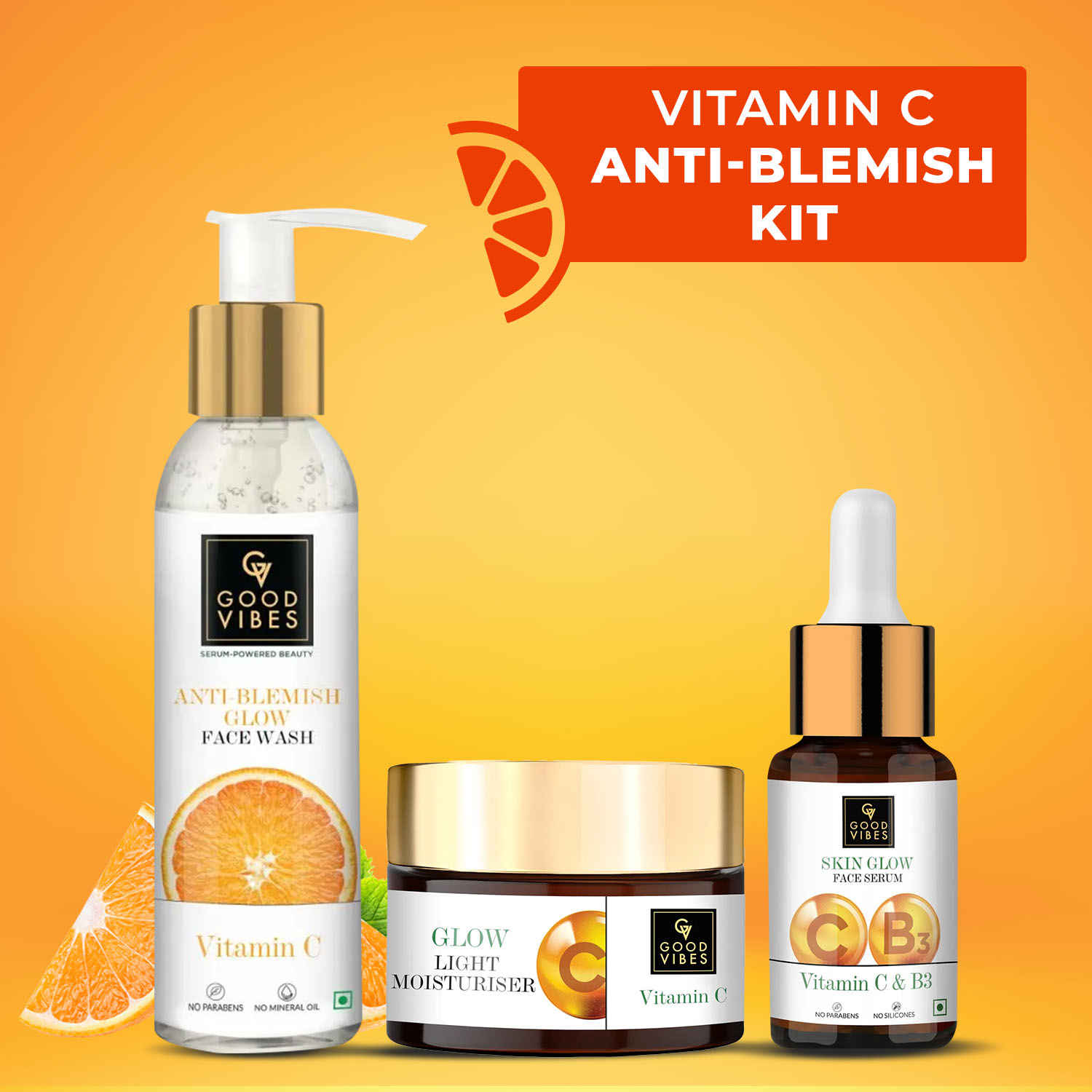 Buy Good Vibes Radiant Glow Vitamin C CSMCombo (Set of 3) (Facewash + Serum + Moisturizer) - Purplle