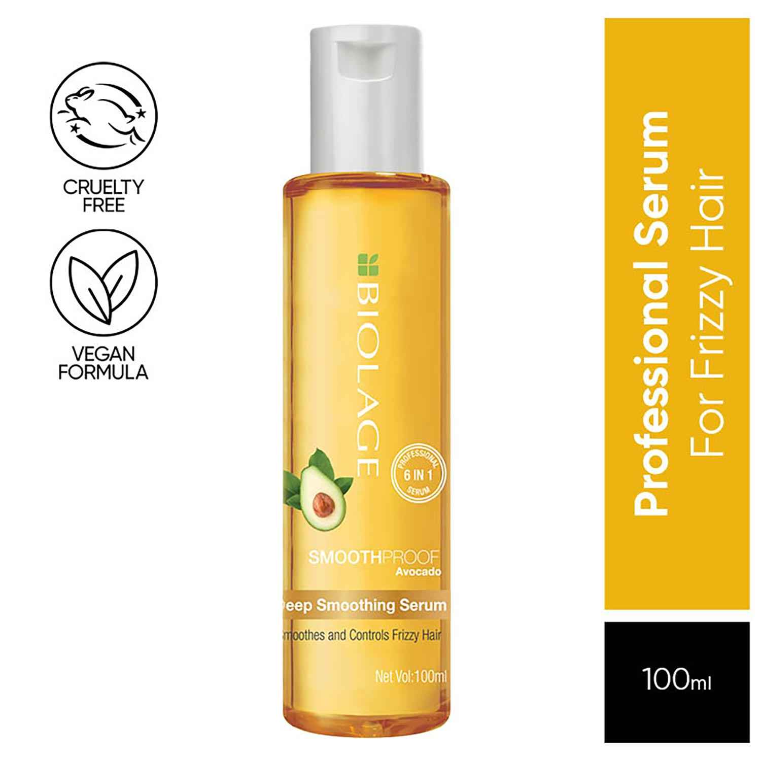 Buy BIOLAGE Smoothproof 6-in1 Deep Smoothening Serum | Paraben free|Controls frizz, Smoothens rough ends and adds instant shine| For Frizzy Hair | 100 ml - Purplle