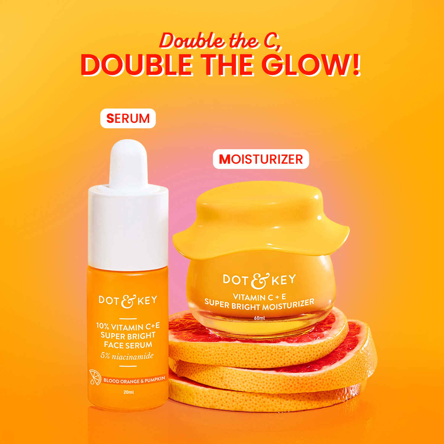 Buy Dot & Key Vitamin C + E Face Moisturizer 60ml + 10% Vitamin C+E Face Serum For Glowing Skin Fights Pigmentation Dark Spot 30ml|5% Niacinamide Face Serum, Moisturizer - Purplle