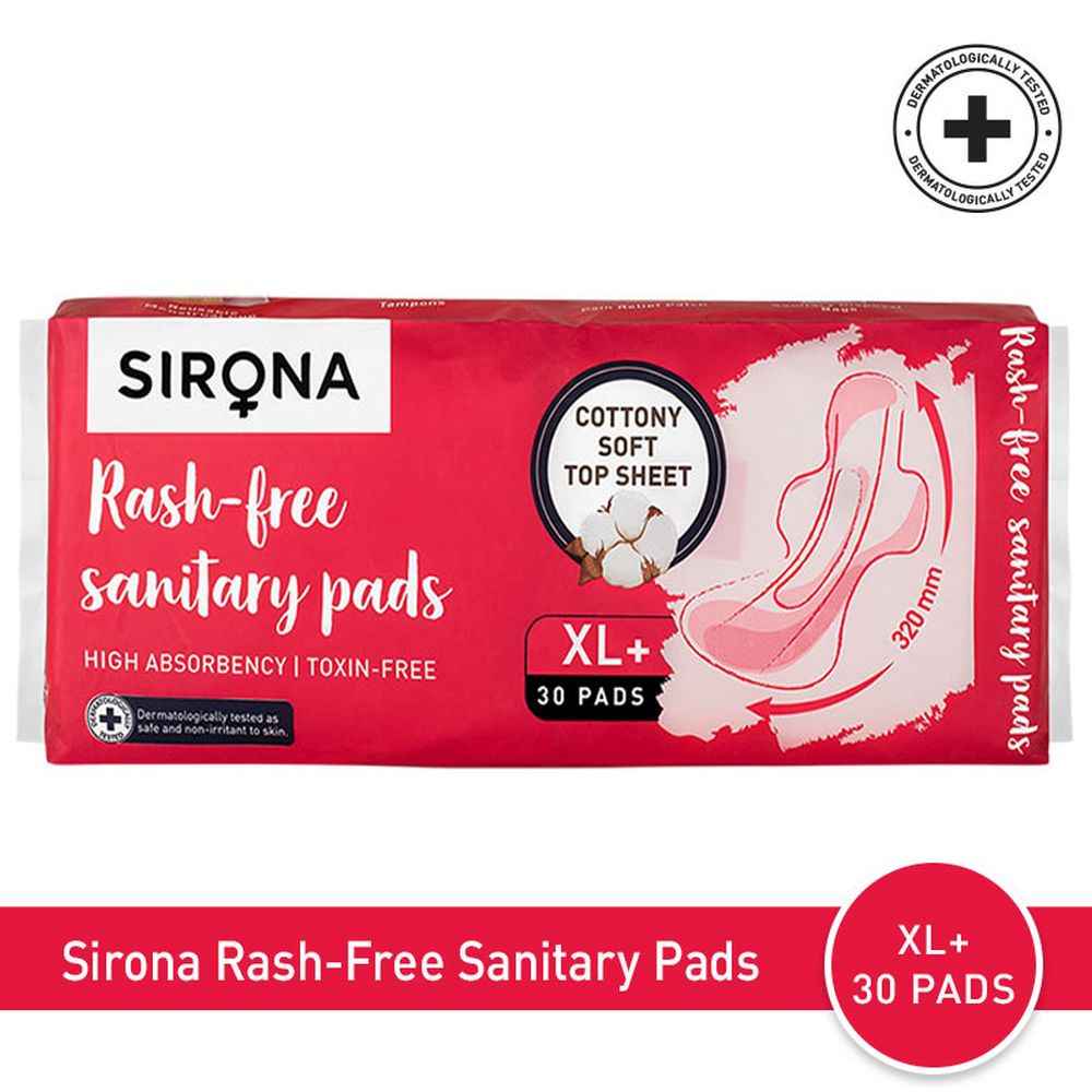 Buy Sirona Cottony Soft Rash Free Sanitary Pads for Women - Pack of 30 (XL+ Size) | Highly Absorbency - Purplle