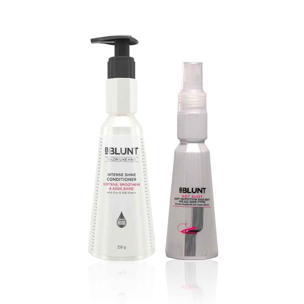 Buy BBLUNT Hot Shot Heat Protection Mist with Grapeseed Oil & Provitamin B5 - 150 ml+BBLUNT Intense Shine Shampoo with Rice & Silk Protein for 23X* Shinier Hair - 300 ml - Purplle