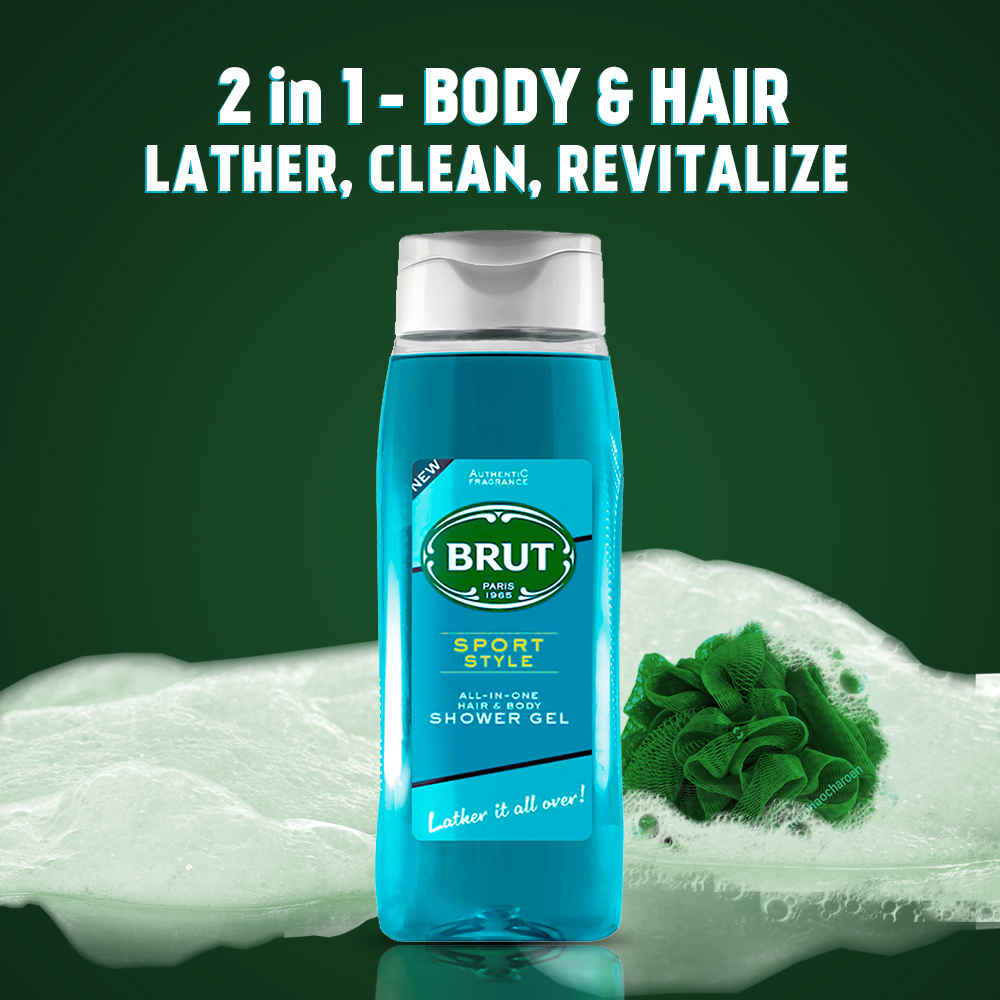 Buy Brut International Sport Style body wash for men, All-In-One Hair & Body Shower Gel, 500 ml - Purplle
