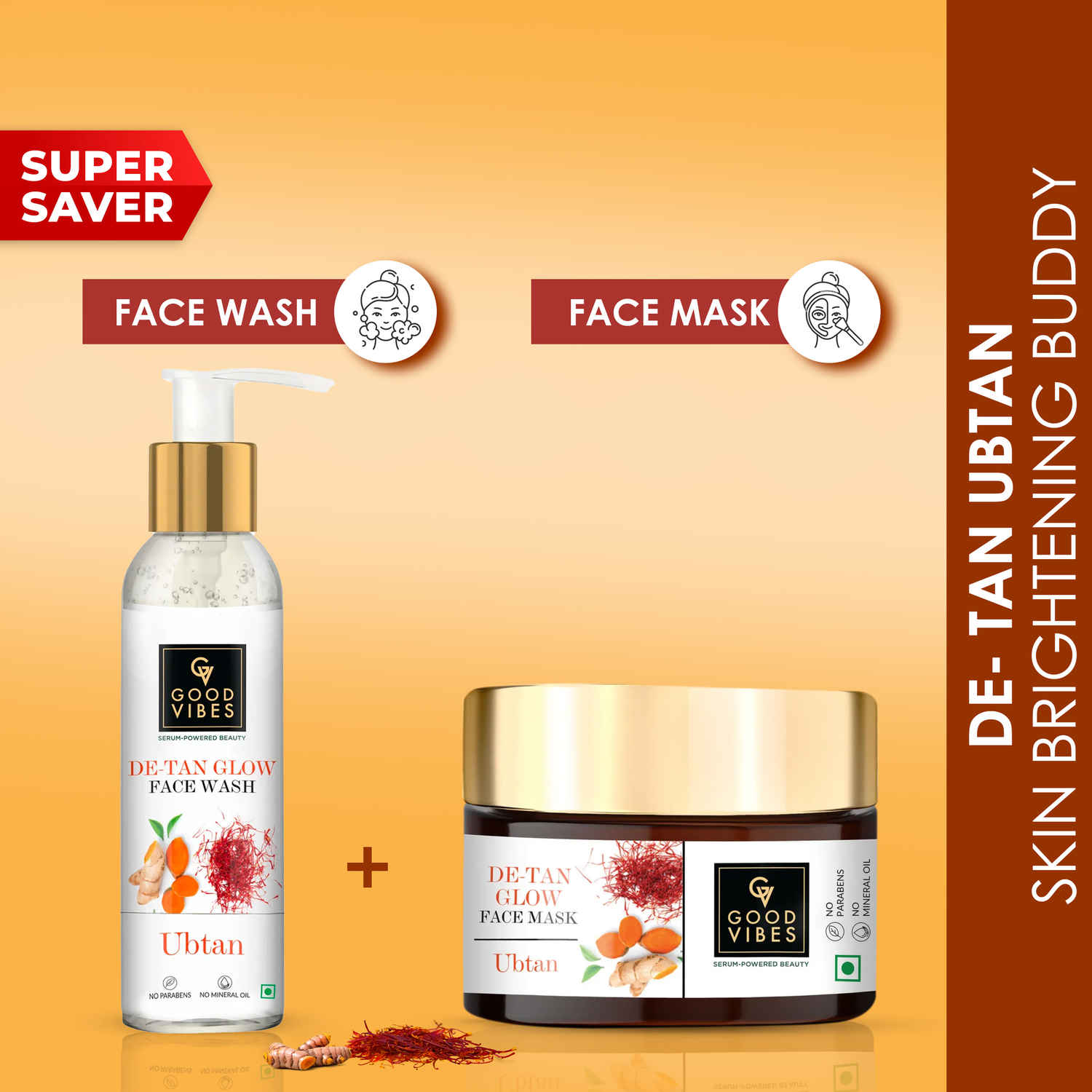 Buy Good Vibes Weekly De- tan Ubtan Regime (Facewash + Face Mask) ,Combo of 2 - Purplle
