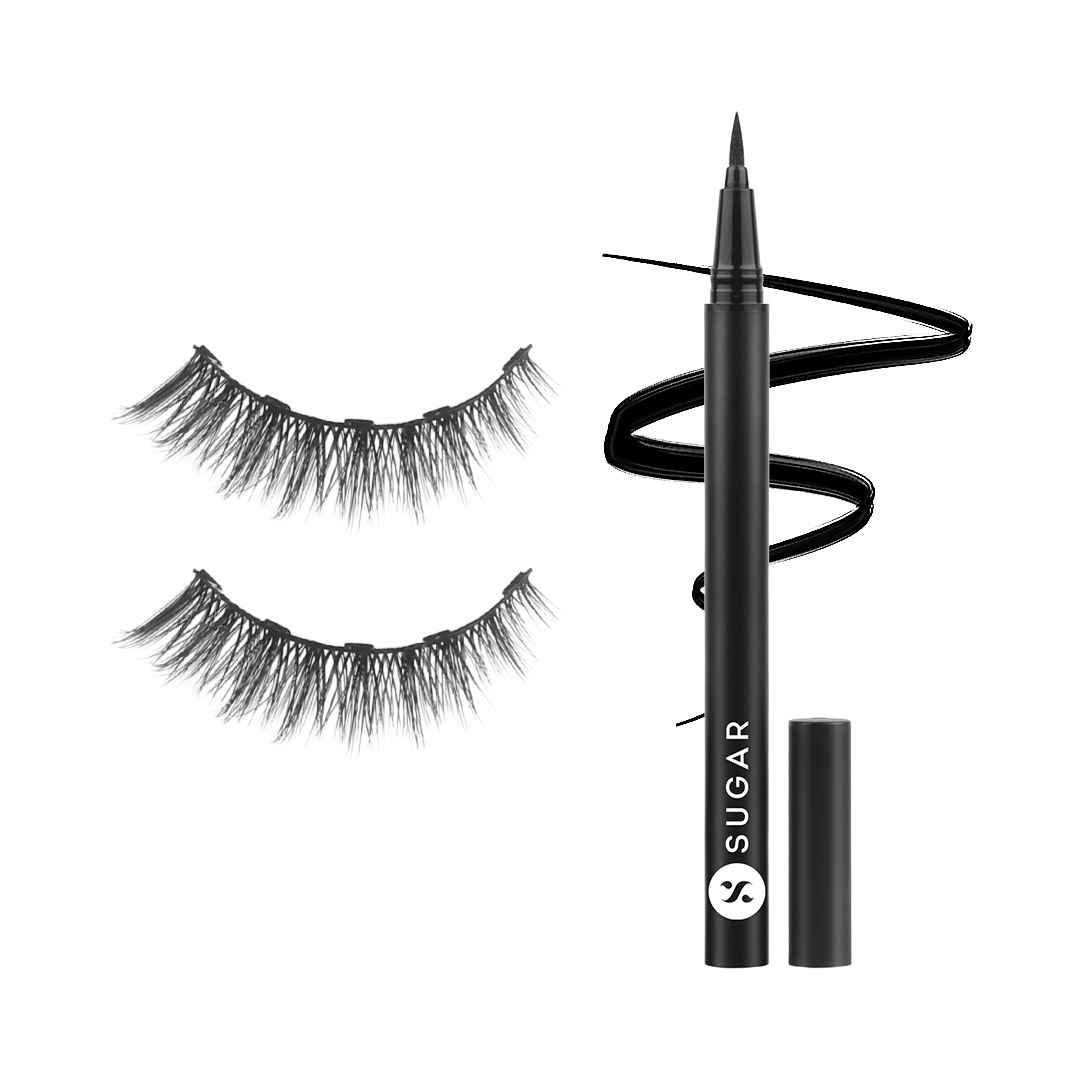 Buy Sugar Cosmetics Maximeyes Drama Magnetic Eyelashes & Eyeliner, Matte Finish - 02 Exceptional - Chic & Classy (Lengthening) - 3 ml - Purplle