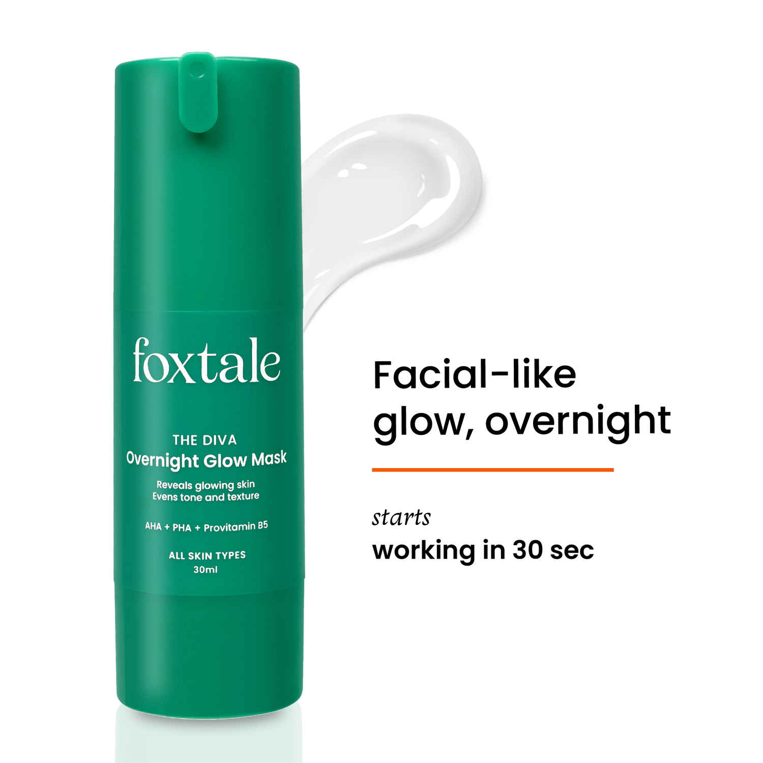 Buy Foxtale The Diva Over Night Glow Mask | with AHA, PHA & Provitamin B5 | for All Skin Types - 30 ml - Purplle