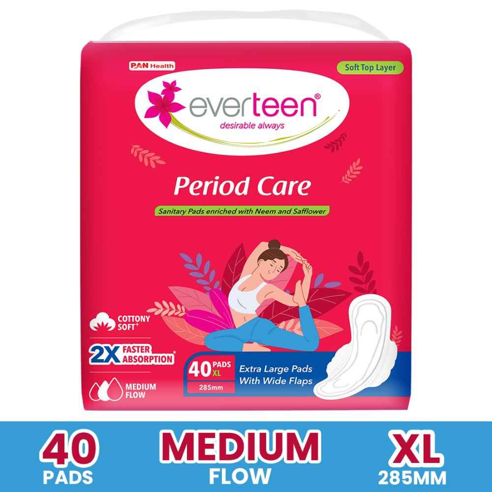 Buy everteen Period Care XL Soft 40 Sanitary Pads Enriched with Neem and Safflower For Medium Flow - 1 Pack (40 Pads) - Purplle