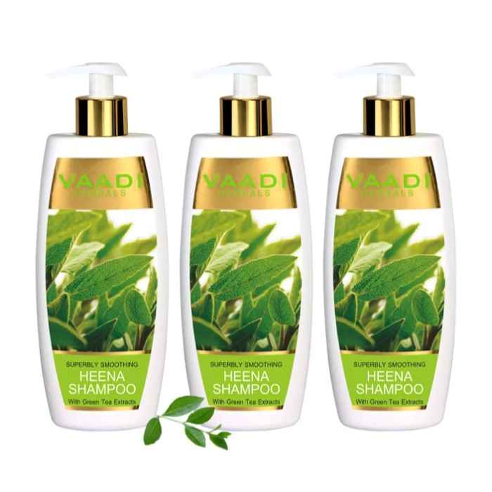 Buy Vaadi Herbals Superbly Smoothing Heena Shampoo with Green Tea Extracts (350 ml)x3 - Purplle