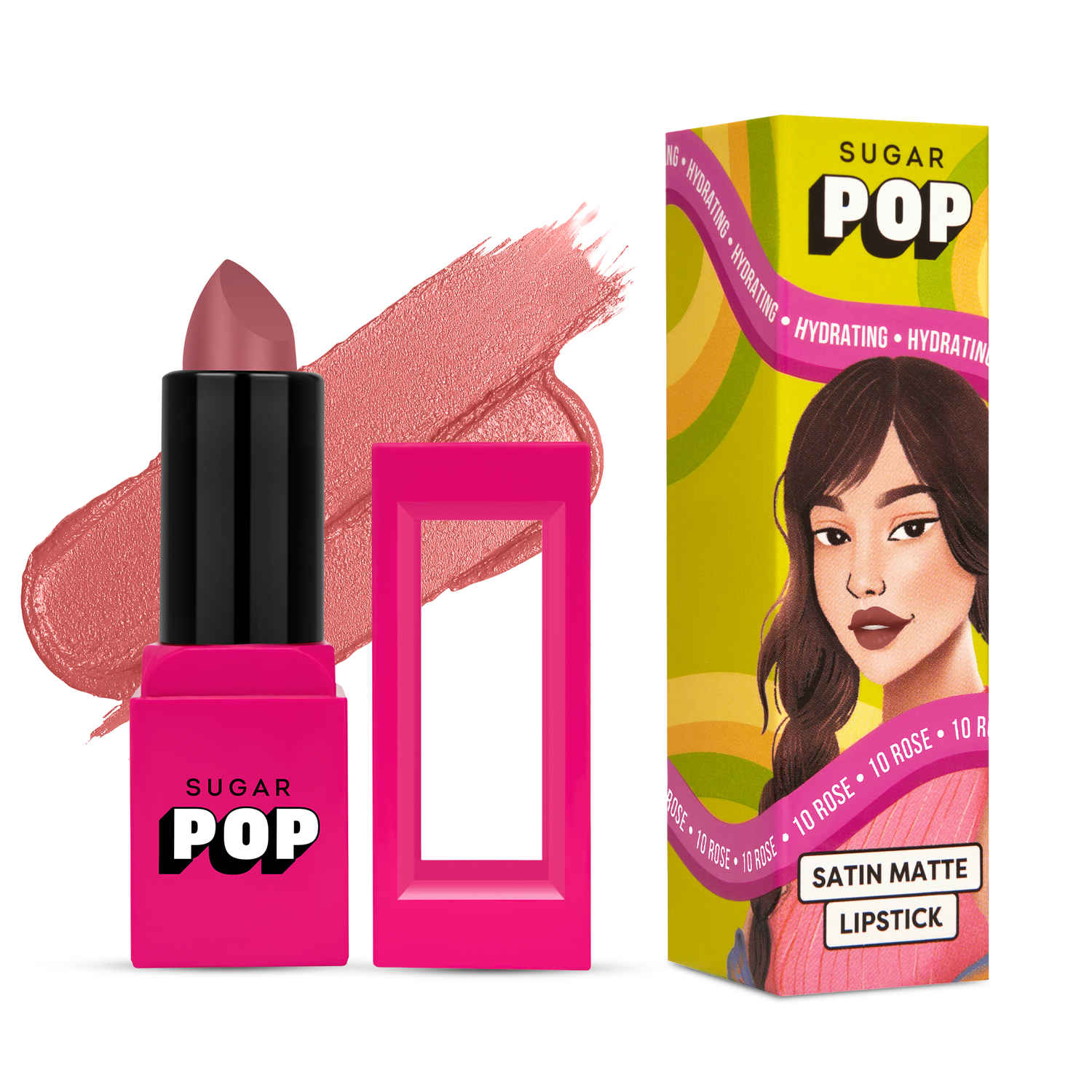 Buy SUGAR POP Satin Matte Lipstick - 10 Rose (Soft Pink) - 3 gm - Infused with Vitamin E, Shea Butter & Jojoba Oil l Ultra Pigmented, Hydrating, Weightless Formula - Purplle