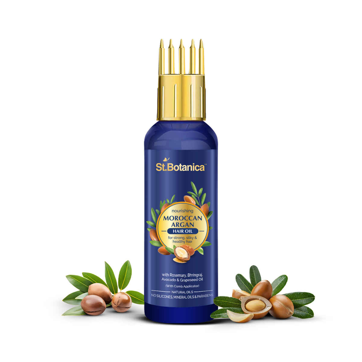 Buy St.Botanica Moroccan Argan Hair Oil 50 ml with Argan Oil, Castor Oil, Rosemary Oil & Olive Oil to Strengthen Dull, Dry & Damaged Hair | Promotes Hair Growth | Mineral Oil & Paraben Free - Purplle