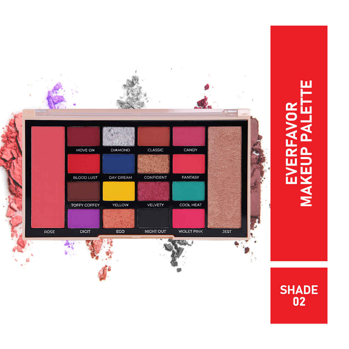 Buy Mattlook 16 Shades Everfavor Makeup Palette Eyeshadow, Flawless Shades, Highlighter Blush Long Lasting Waterproof Blendable, Mulitcolour-02 (18.5 gm) - Purplle