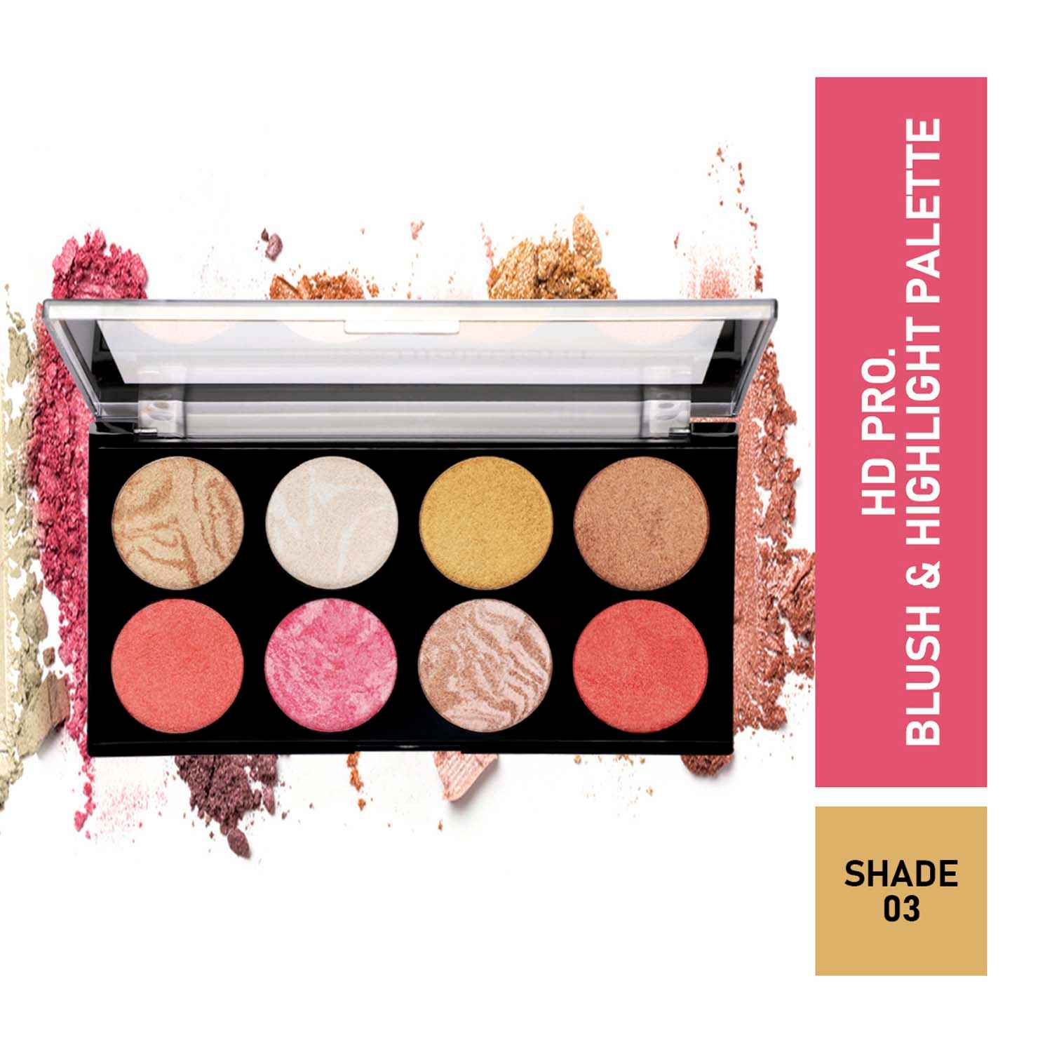 Buy Half N Half HD Pro Blush & Highlight Makeup Multicolour Palette 03A (18 gm) - Purplle