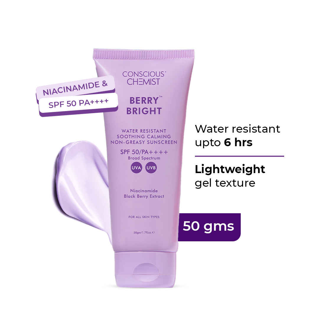 Buy Conscious Chemist Berry Bright Sunscreen|SPF 50 PA ++++|UVA/UVB Protection|Radiance Boost, Non-Greasy|Niacinamide & Berry Extracts- 50 gm - Purplle