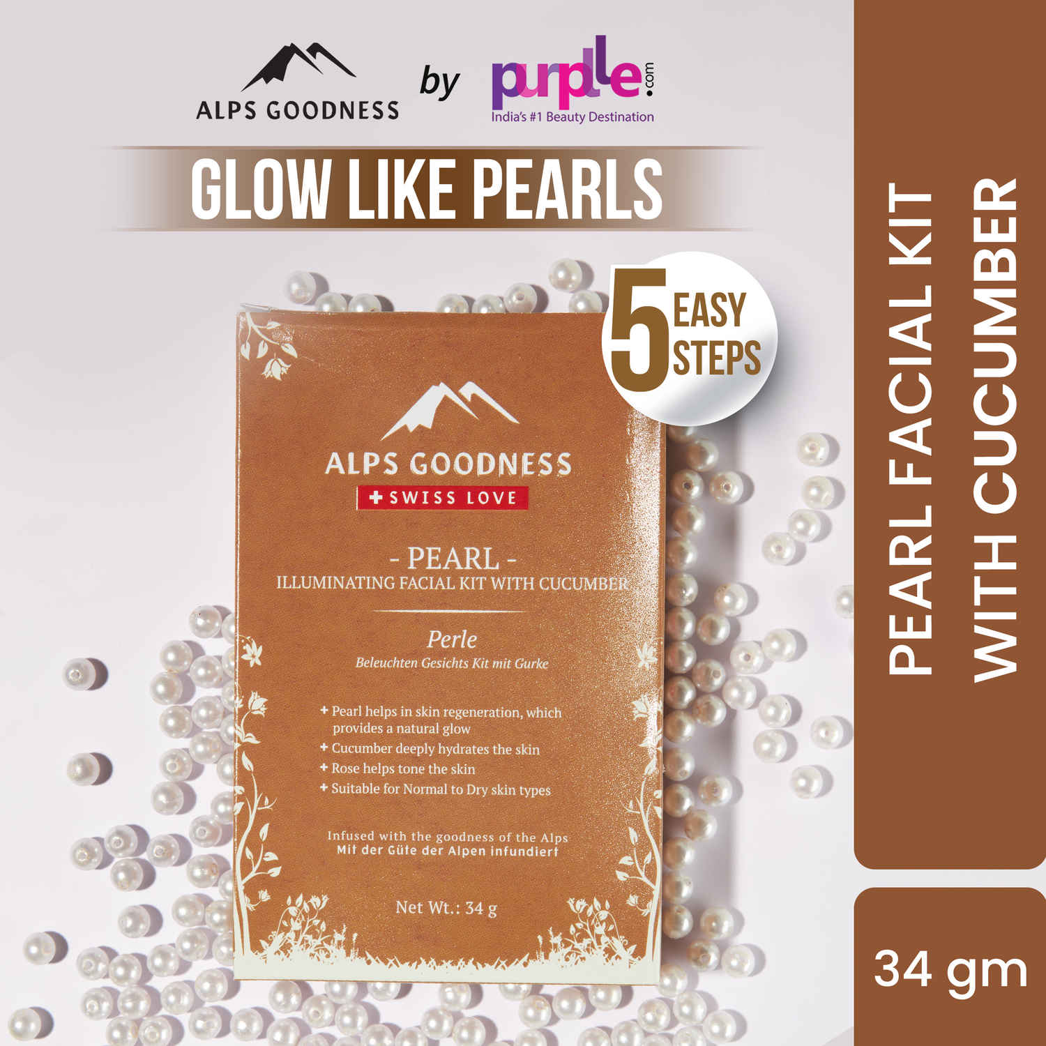 Buy Alps Goodness Pearl Illuminating Facial Kit with Cucumber (34 gm) - Purplle