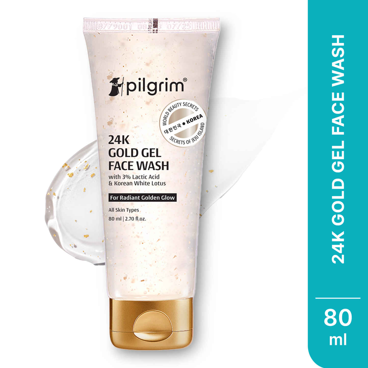 Buy Pilgrim 24k Gold Face wash with Korean White Lotus & Lactic Acid, 80 ml, helps Enhancing Natural Glow & Evens Skin Tone, for All Skin Types- Men & Women - Purplle