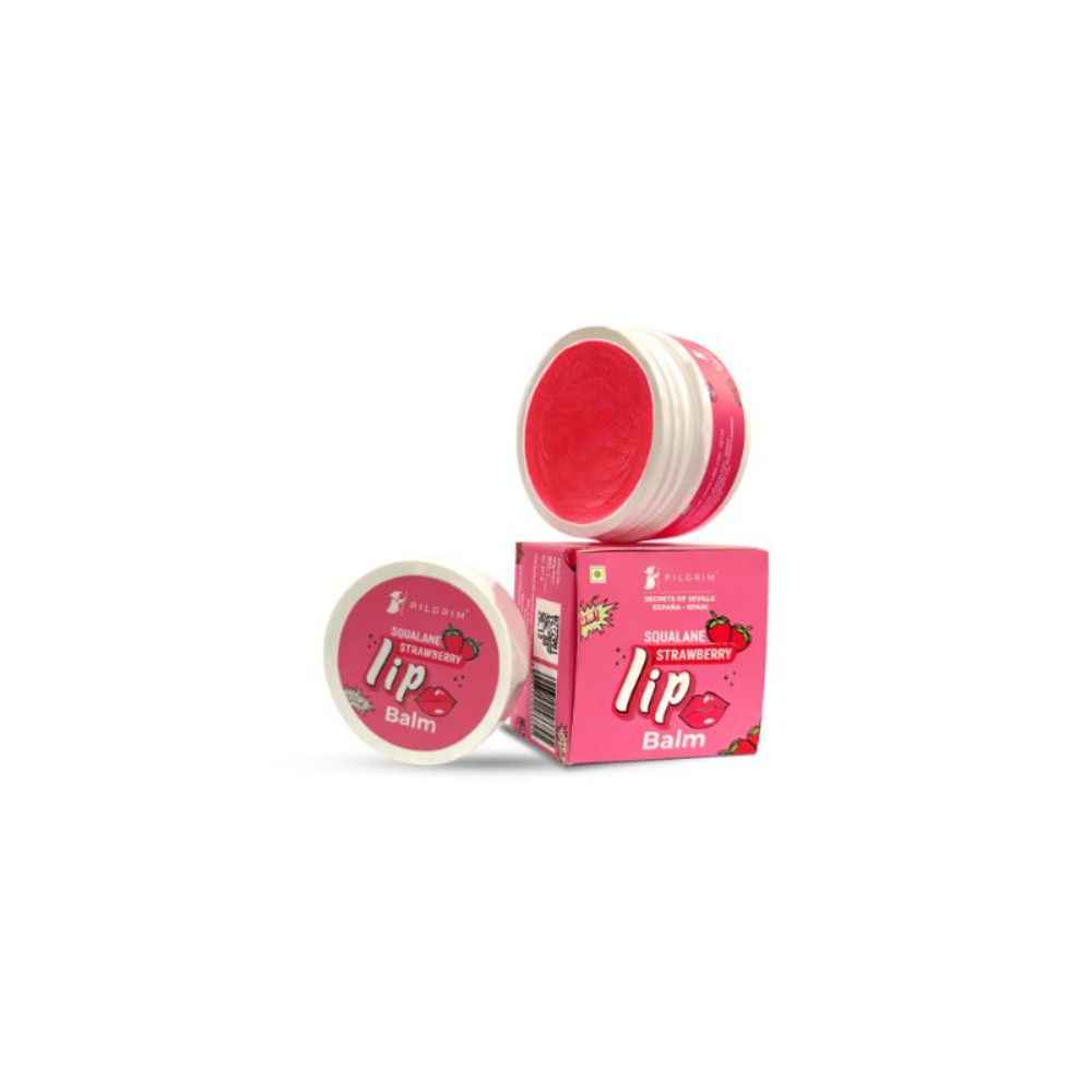 Buy Pilgrim Squalane Strawberry Lip Balm , 8 gm , with Shea & Cocoa Butter , suitable for Dark Lips, softens lips, for Men & Women - Purplle