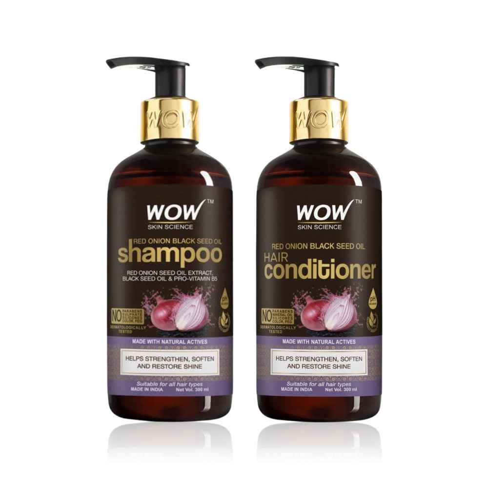 Buy WOW Skin Science Red Onion Black Seed Oil Shampoo & Conditioner Kit 300 ml+300 ml - Purplle