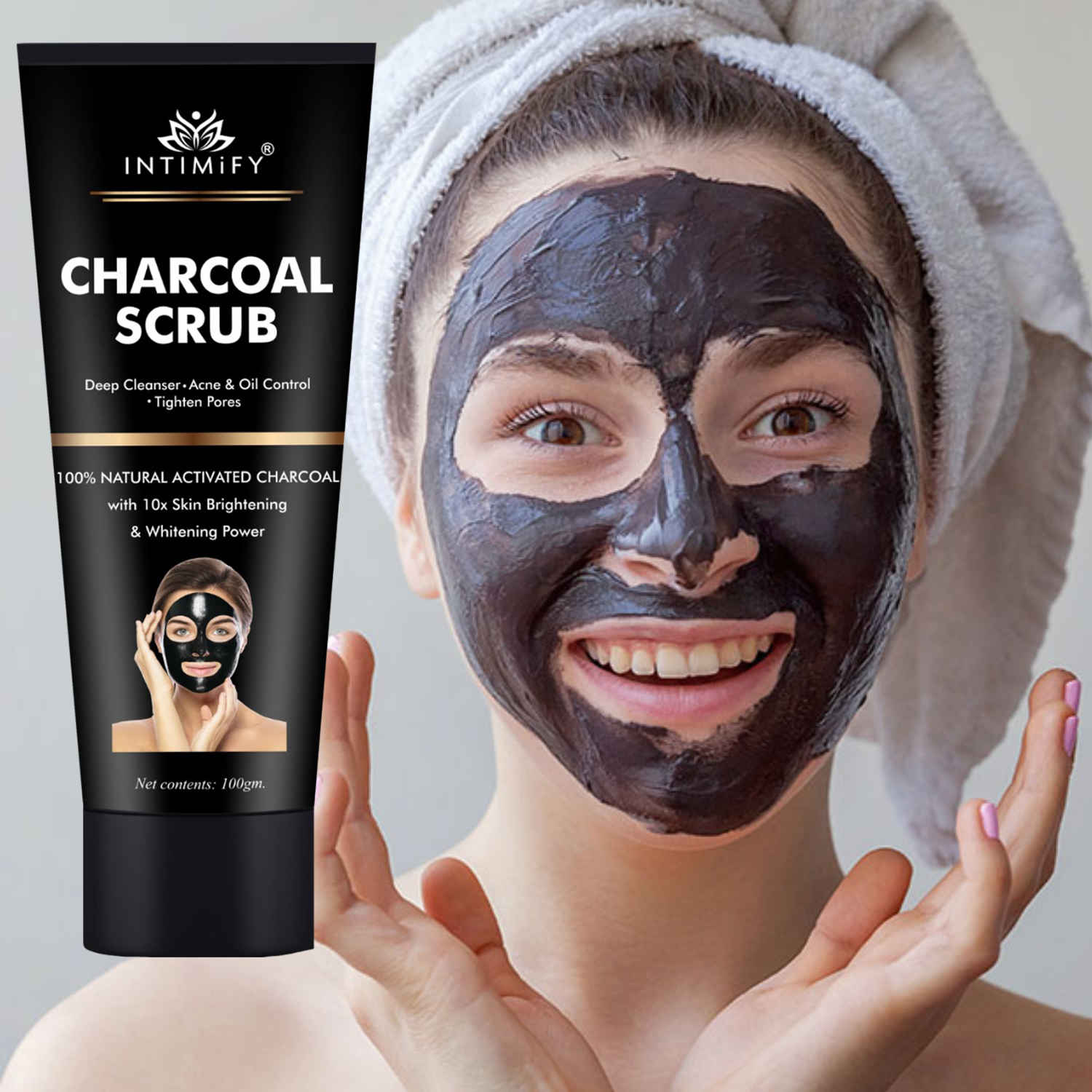 Buy Intimify Activated Charcoal Peel Off Mask For Tan Removal, Blackheads Removal And Deep Cleansing 100% Natural, Parabeen Free (100 Gms) - Purplle