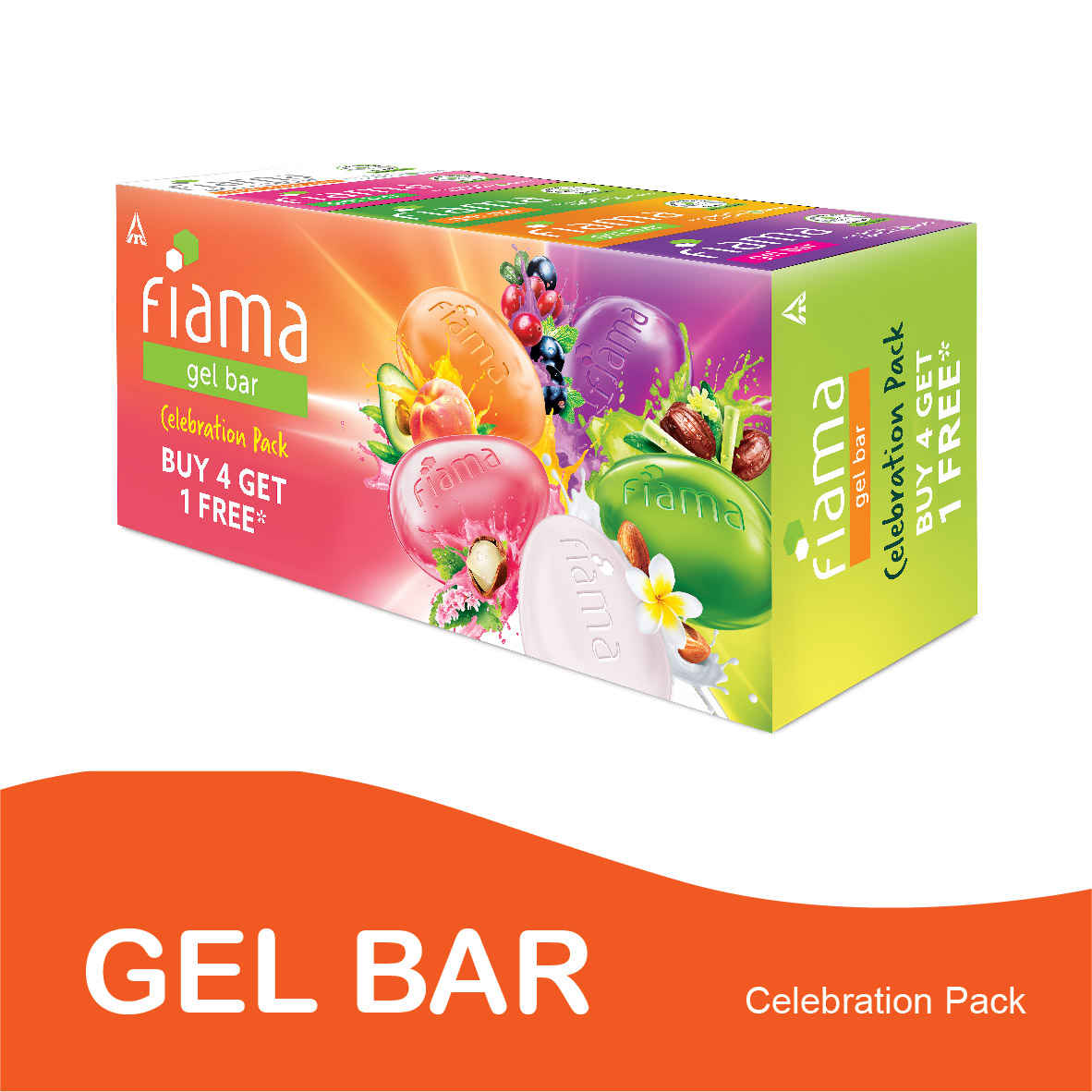 Buy Fiama Gel Bar Celebration Pack With 5 unique Gel Bars & Skin Conditioners For Moisturized Skin, 125 gm Soap (Buy 4 Get 1 Free) - Purplle