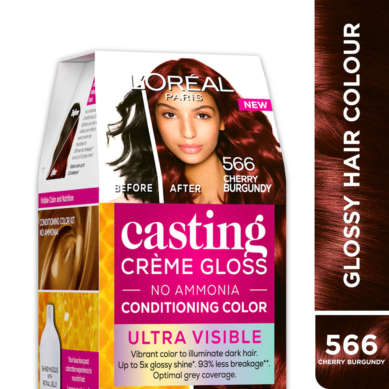 Buy L'Oreal Paris Casting Creme Gloss Ultra Visible Conditioning Hair Color - 566 Cherry Burgundy, 160 g - Purplle