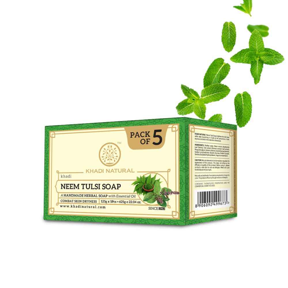Buy Khadi Natural Neem Tulsi Handmade Soap| Remove Dirt & Impurities (Pack of 5) - 625 gm - Purplle