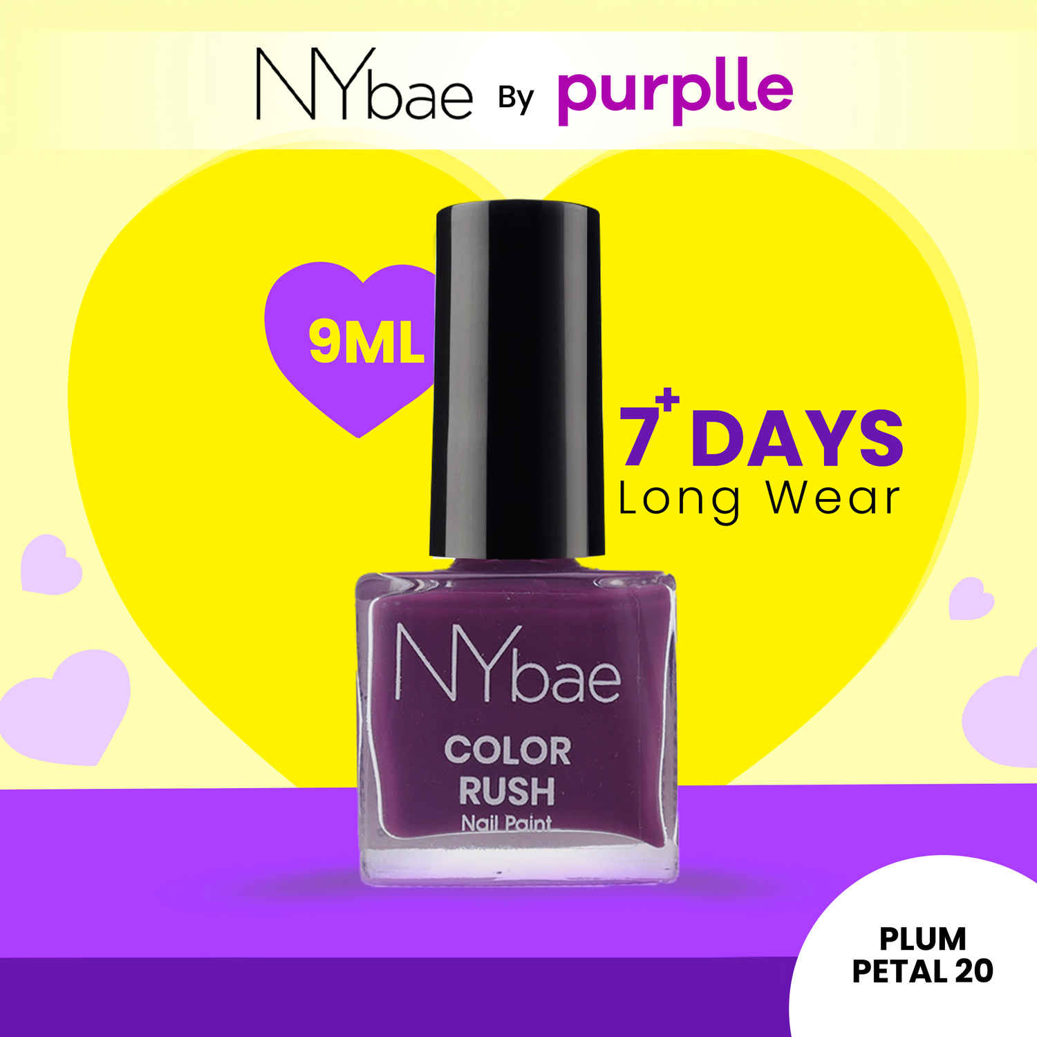 Buy NY Bae Color Rush Nail Paint - Plum Petal 20 (9 ml) | Chip Resistant | Long Lasting | Quick Dry | Gel Nail Polish - Purplle