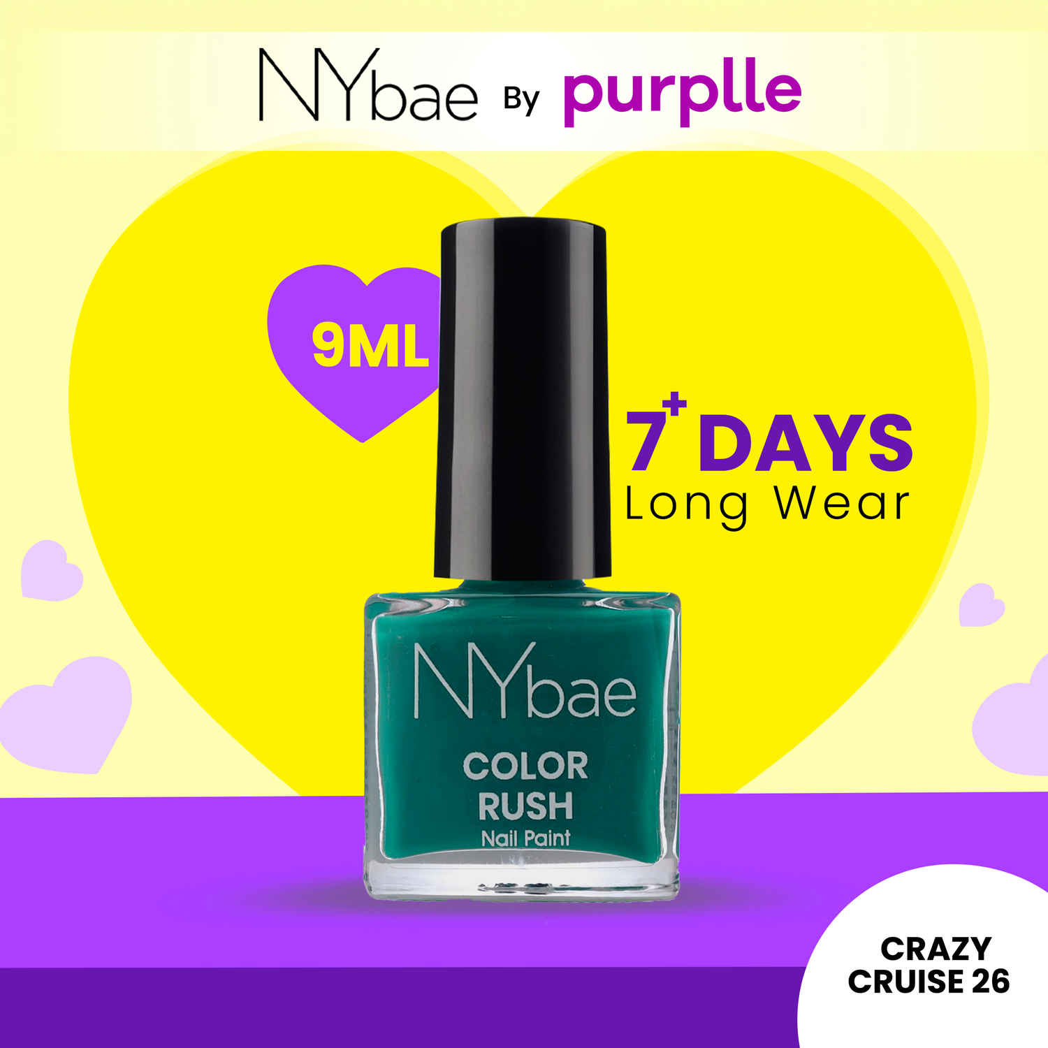 Buy NY Bae Color Rush Nail Paint - Crazy Cruise 26 (9 ml) | Chip Resistant | Long Lasting | Quick Dry | Gel Nail Polish - Purplle