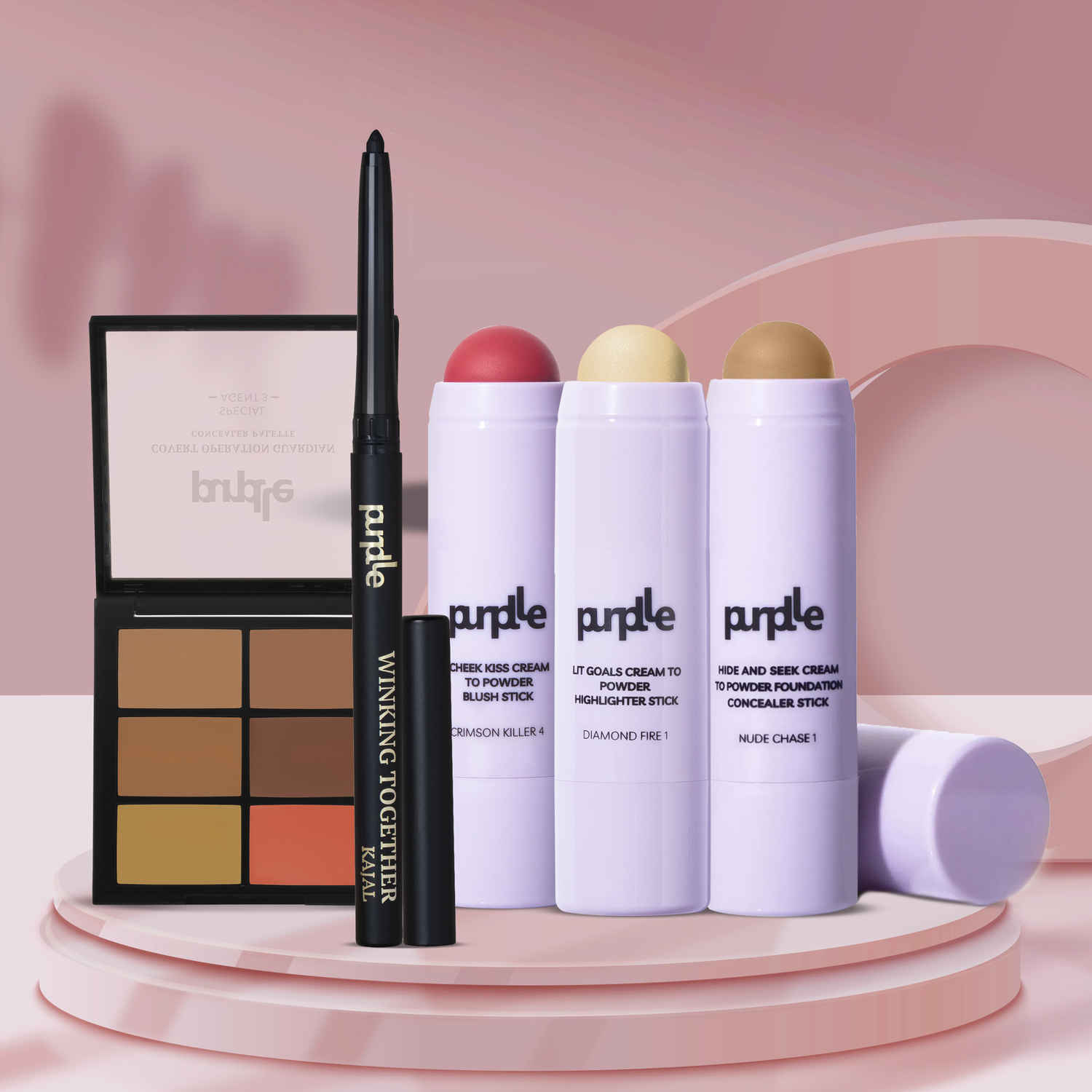 Buy Purplle Festive Glam Kit | Kajal |Foundation | Highlighter | Blush | Concealer Palette | - 1 Pc - Purplle