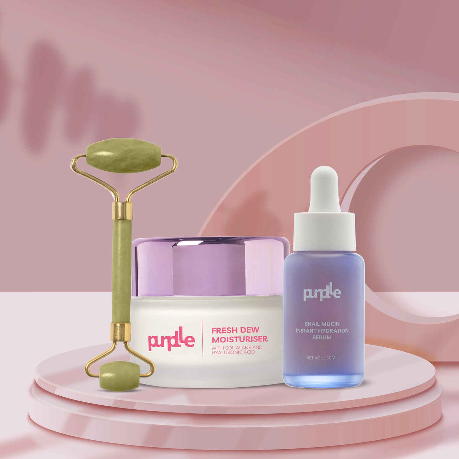 Buy Purplle Celeb Glow Kit| Face Serum | Face Moisturiser | Jade Roller | Combo of 3 - Purplle