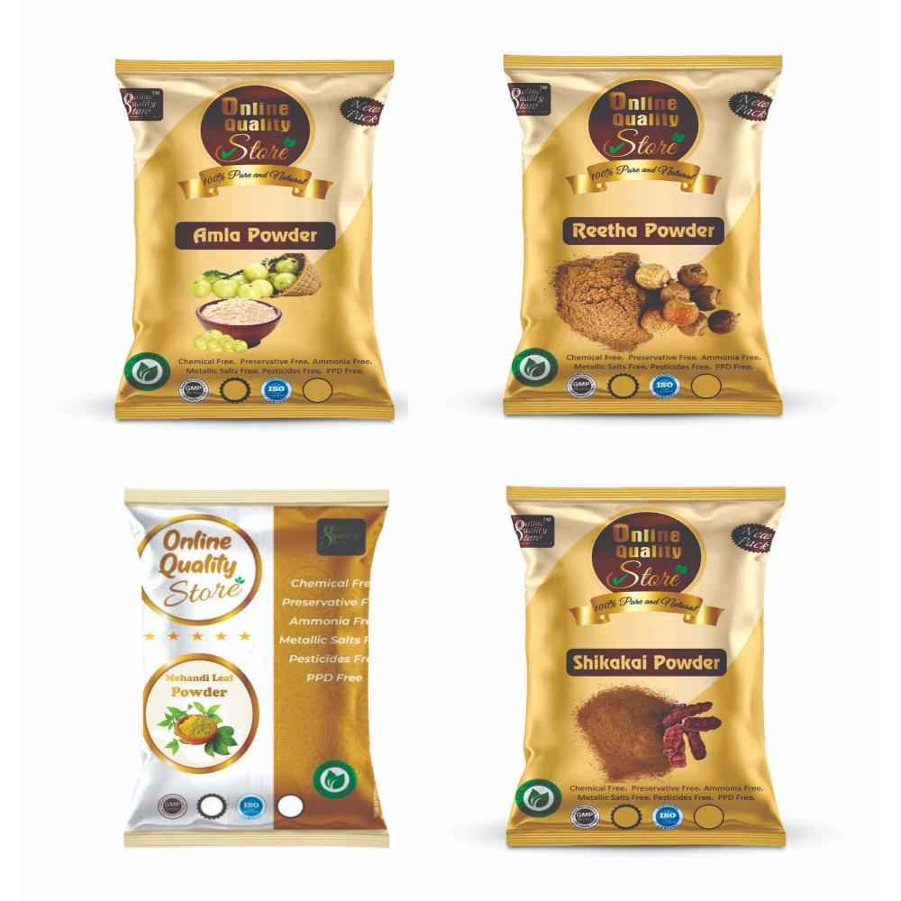 Buy Online Quality Store Hair Care Powder Combo - 200 g (Set of 4) |Reetha Powder (50 gm) + Amla powder (50 gm) + Shikakai powder (50 gm) + Mehandi powder (50 gm) For Hairs - 200 gm {Ritha_amla_mehdi_Shai_200} - Purplle