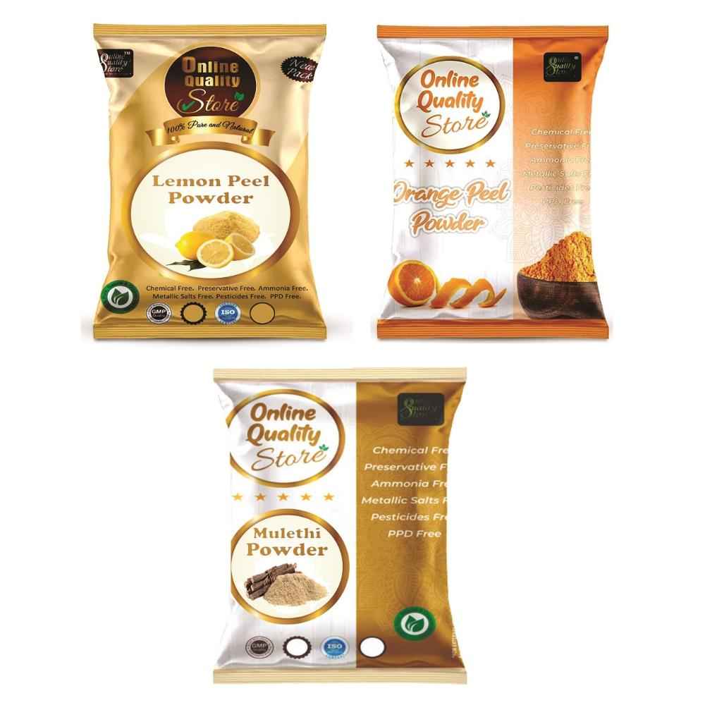 Buy Online Quality Store Lemon Peel Powder, Mulethi Powder, Orange Peel Powder_Total 150 - for Brightening & Radiance Deep Clean{lemon_mulethi_orange (150 gm)} - Purplle