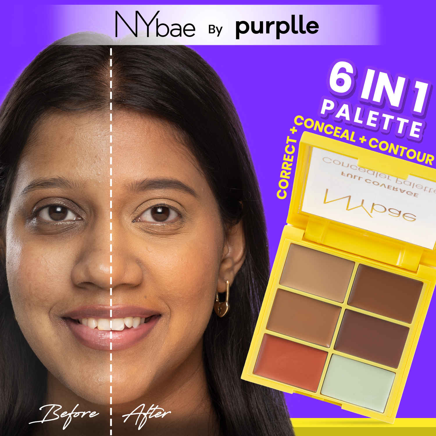 Buy NY Bae Full Coverage Concealer Palette - Deep Diva 03 (9 gm) | Concealer | Foundation | Contour | Colour Correctors | Glowing Deep Skin | Face Makeup | Creamy Finish - Purplle