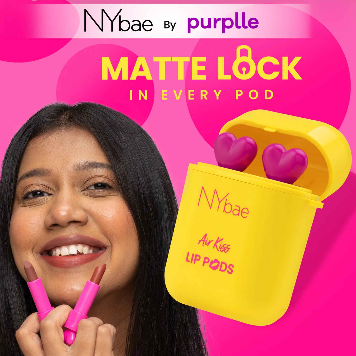Buy NY Bae Air Kiss Lip Pods - Everyday Affair 02 (2.4 gm)| Creamy Matte Lipstick | Brown & Nude Lipstick | Long Lasting | Lip & Cheek Stain | Moisturising | Airpods Case | Travel Kit - Purplle
