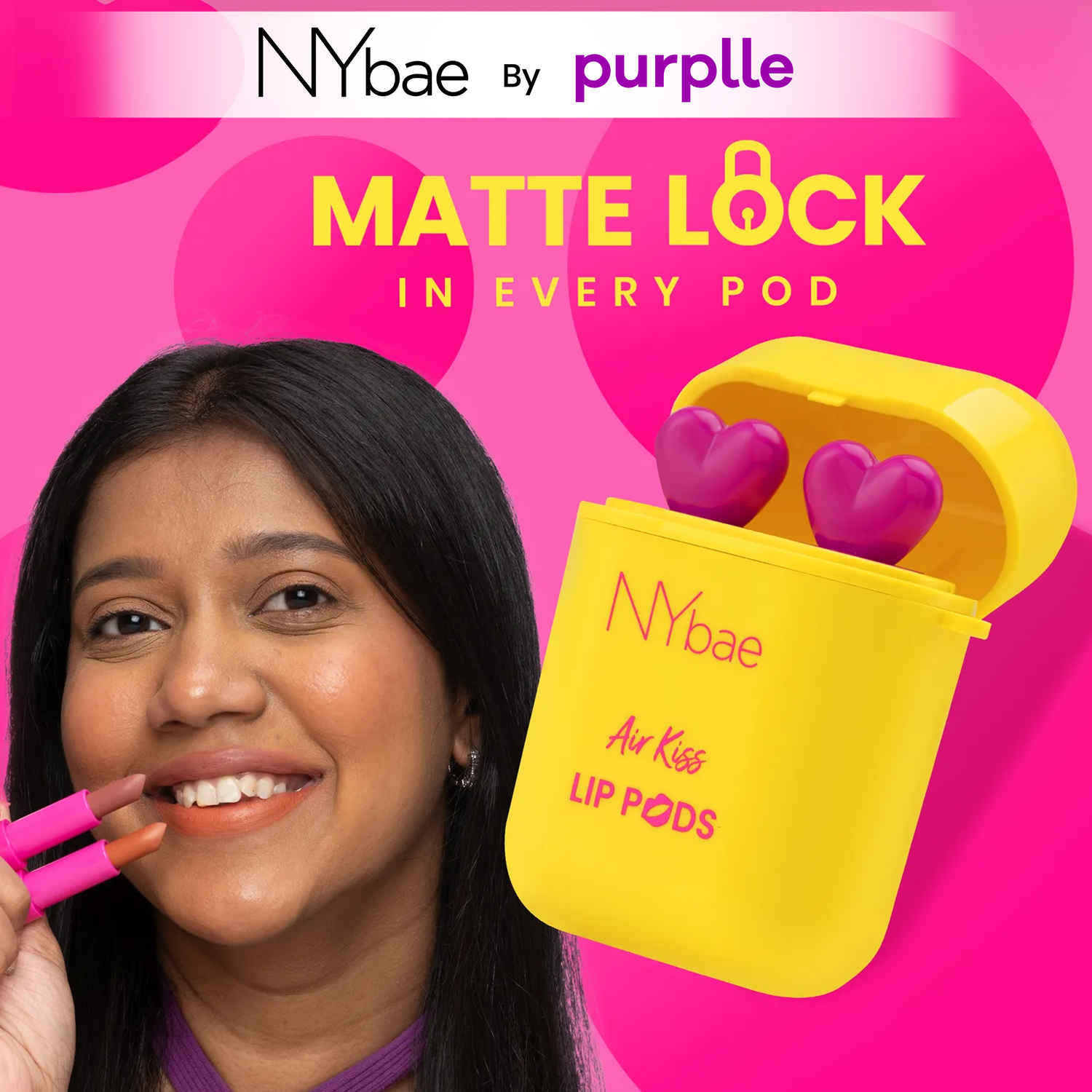 Buy NY Bae Air Kiss Lip Pods - Timeless Nude 03 (2.4 gm)| Creamy Matte Lipstick | Mauve & Nude Lipstick | Long Lasting | Lip & Cheek Stain | Moisturising | Airpods Case | Travel Kit - Purplle