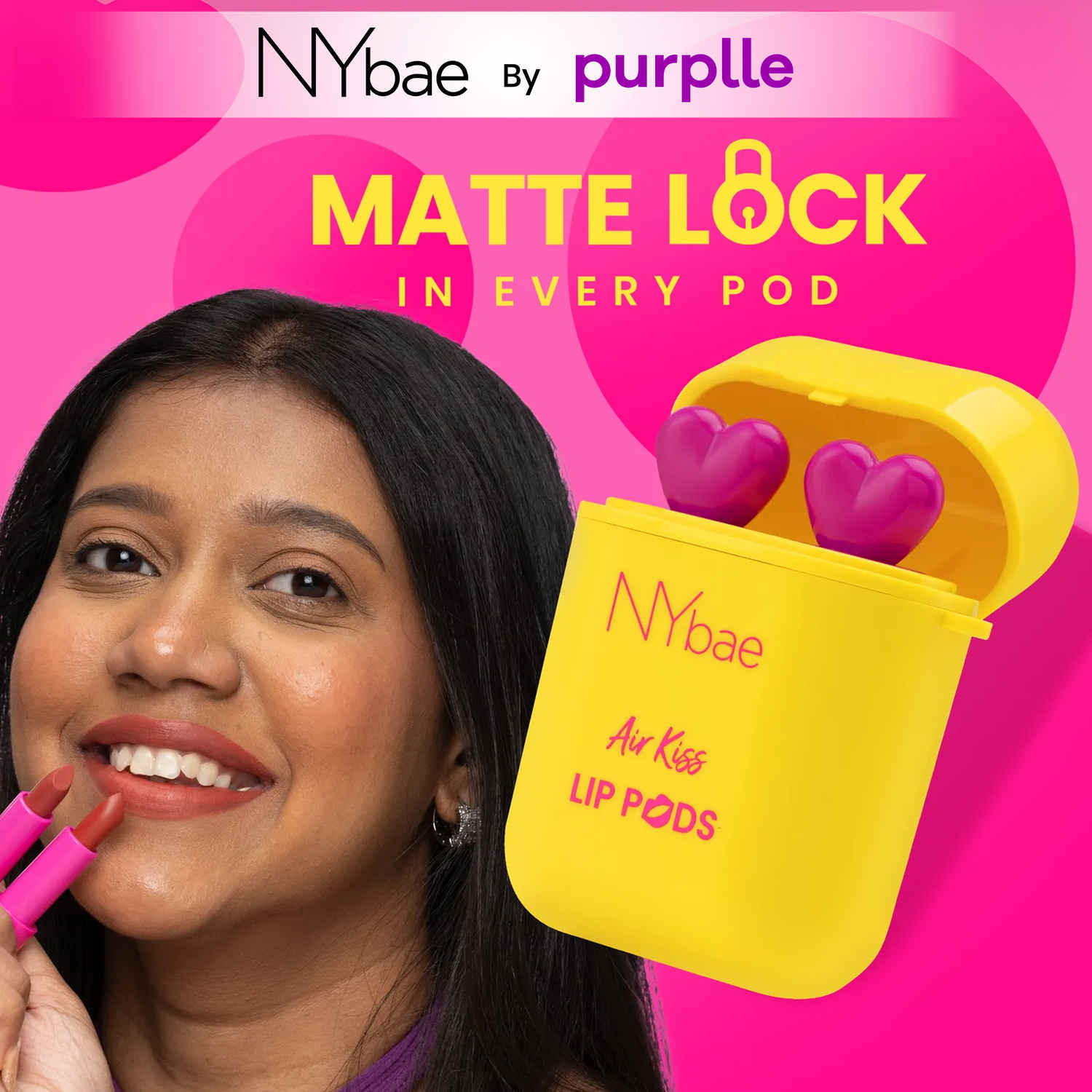 Buy NY Bae Air Kiss Lip Pods - Peach Sensation 06 (2.4 gm)| Creamy Matte Lipstick | Mauve & Brown Lipstick | Long Lasting | Lip & Cheek Stain | Moisturising | Airpods Case | Travel Kit - Purplle