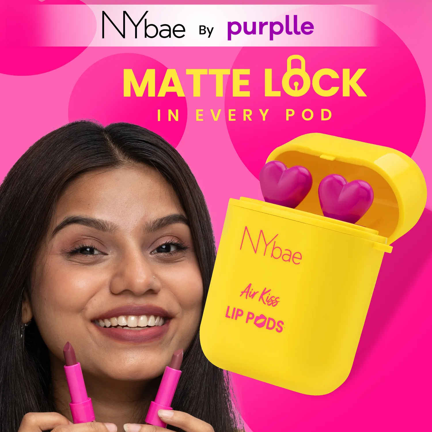 Buy NY Bae Air Kiss Lip Pods - Mauve Move 07 (2.4 gm)| Creamy Matte Lipstick | Mauve & Pink Lipstick | Long Lasting | Lip & Cheek Stain | Moisturising | Airpods Case | Travel Kit - Purplle