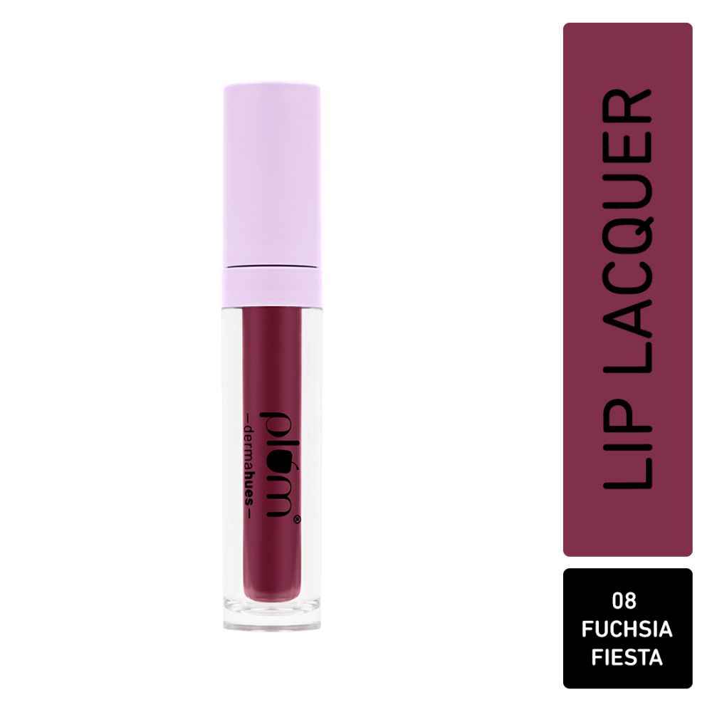 Buy Plum Glassy Glaze Lip Lacquer |Glossy Finish|3-in-1 Lipstick + Lip Balm + Gloss | 08 Fuchsia Fiesta - Purplle